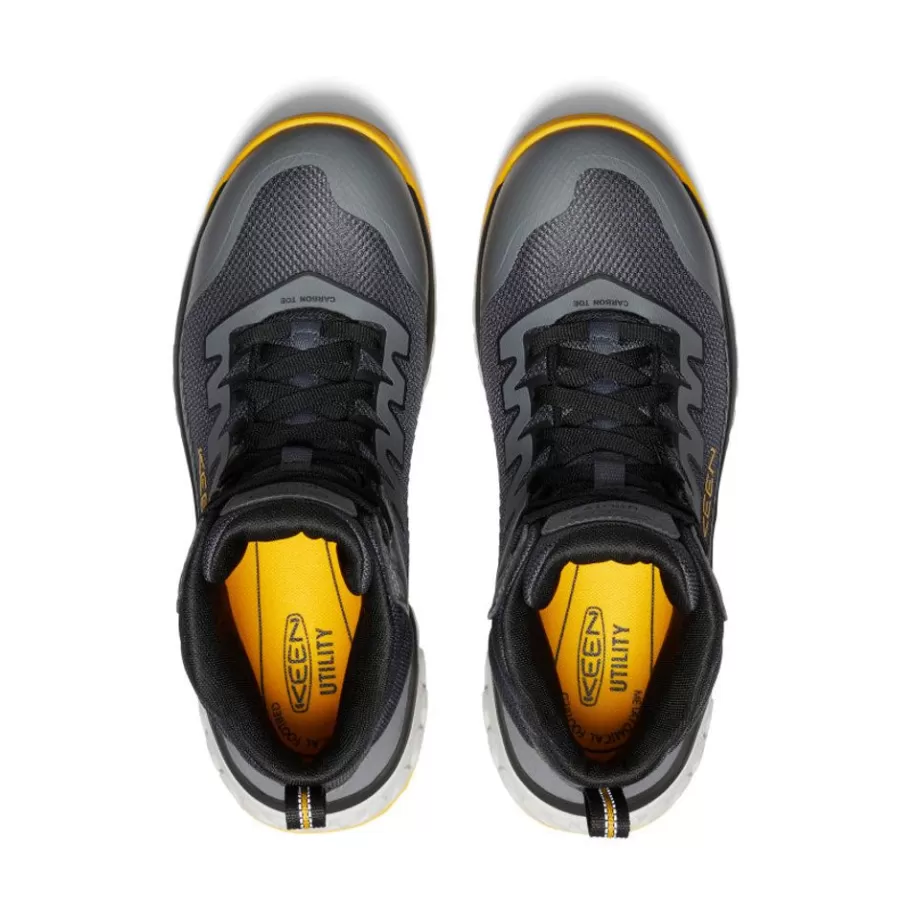 Men KEEN Work Boots & Shoes-Men'S Arvada Mid Work Sneaker (Carbon-Fiber Toe) | Black/ Yellow