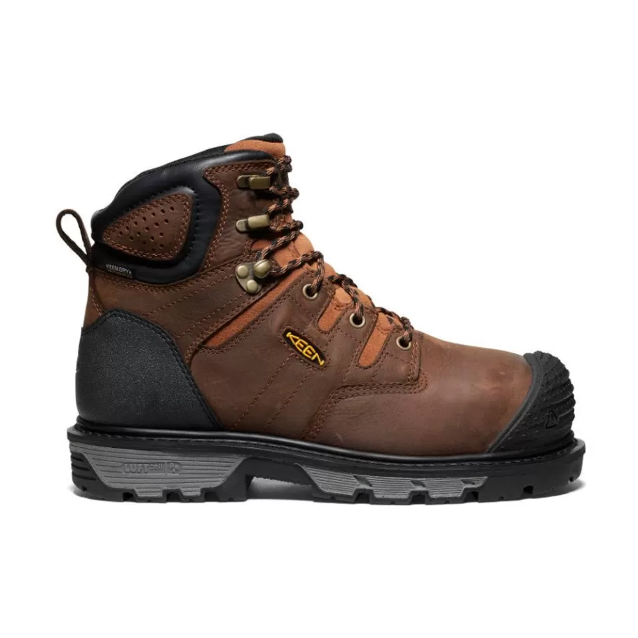 Men KEEN Work Boots & Shoes-Men'S Camden 6" Waterproof Boot Int Met (Carbon-Fiber Toe) | Leather Brown/Black
