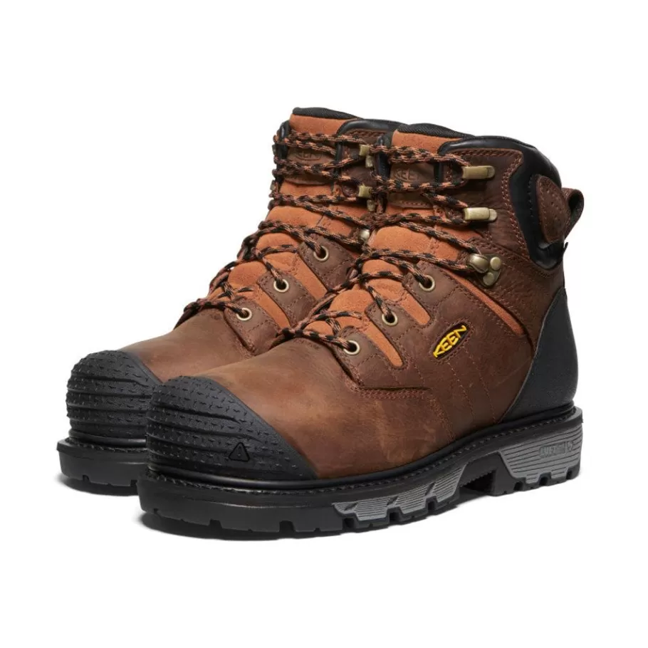 Men KEEN Work Boots & Shoes-Men'S Camden 6" Waterproof Boot Int Met (Carbon-Fiber Toe) | Leather Brown/Black