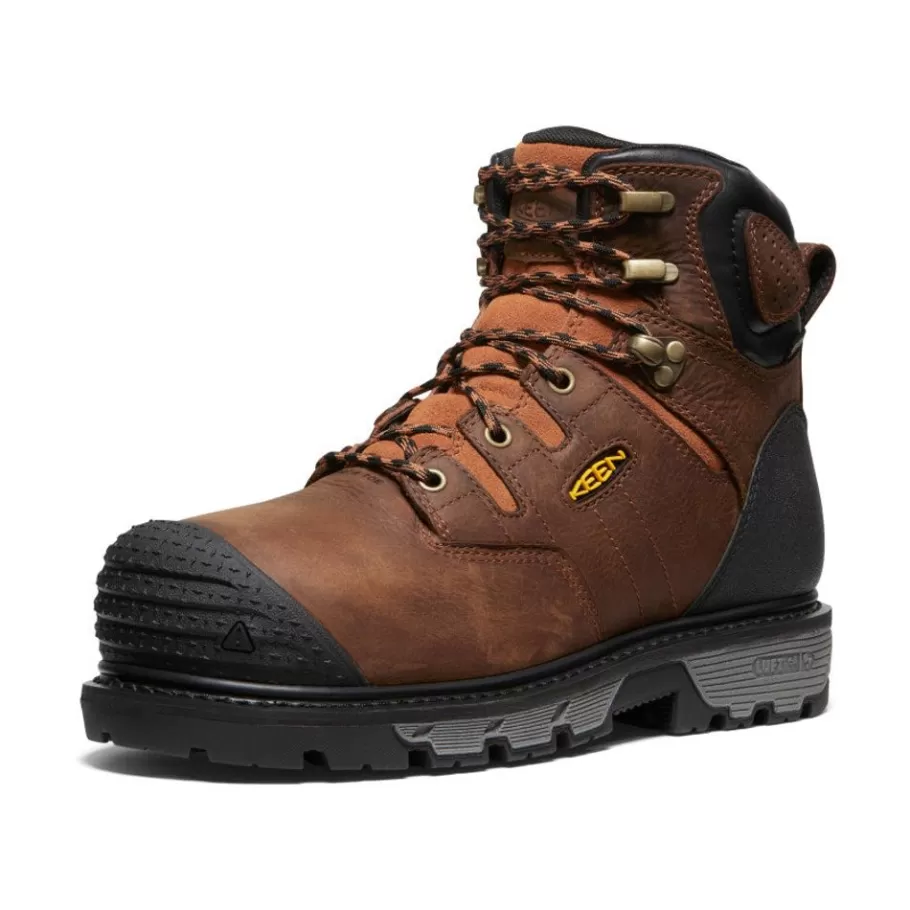 Men KEEN Work Boots & Shoes-Men'S Camden 6" Waterproof Boot Int Met (Carbon-Fiber Toe) | Leather Brown/Black