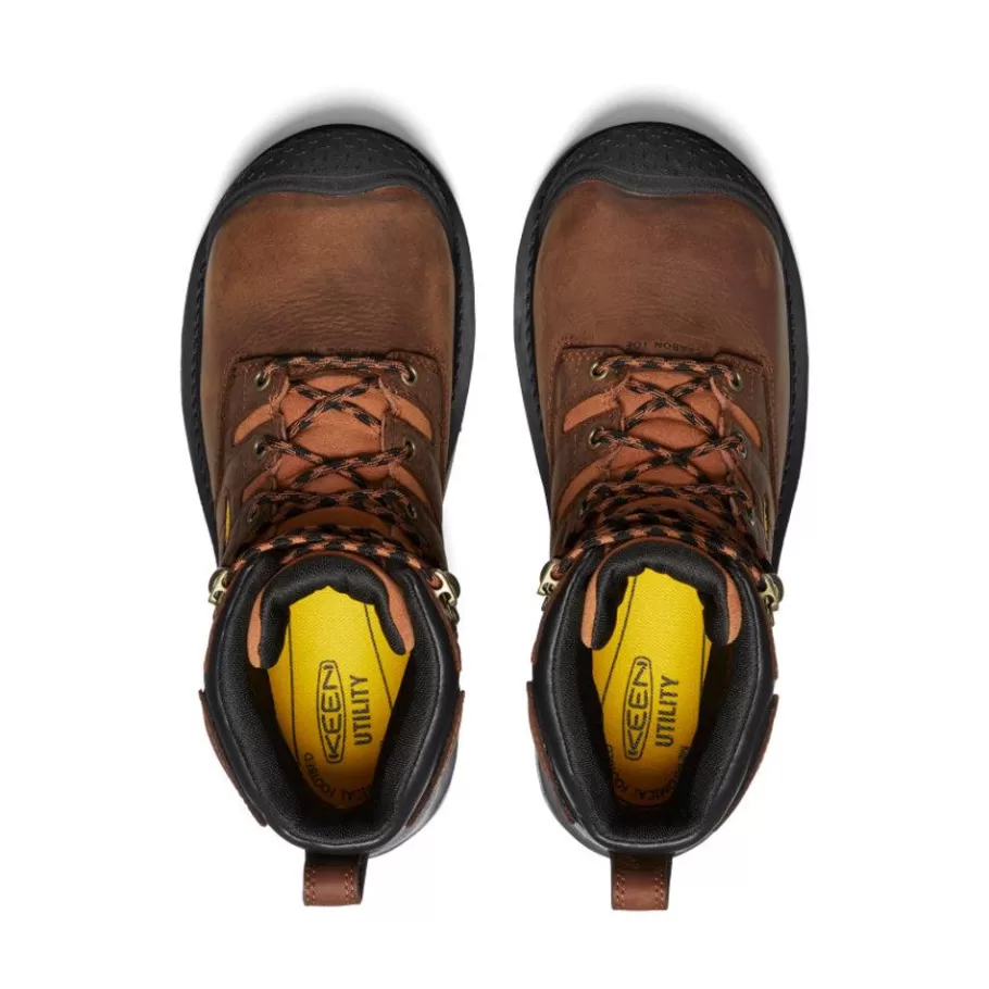 Men KEEN Work Boots & Shoes-Men'S Camden 6" Waterproof Boot Int Met (Carbon-Fiber Toe) | Leather Brown/Black
