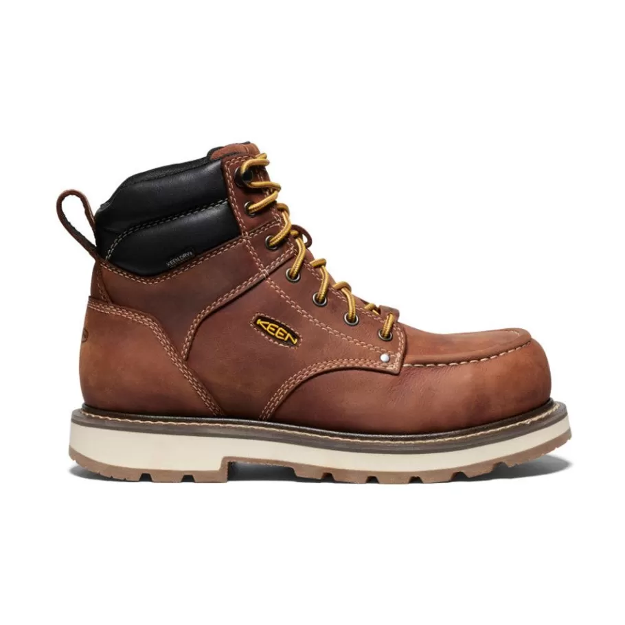 Men KEEN Work Boots & Shoes-Men'S Cincinnati 6" Waterproof 90° Heel Boot (Carbon-Fiber Toe) | Tuscan Red/Sandshell