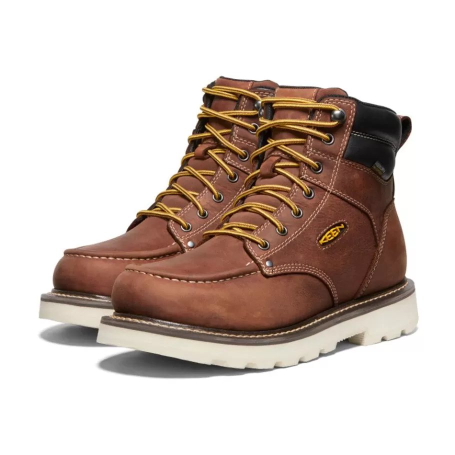 Men KEEN Work Boots & Shoes-Men'S Cincinnati 6" Waterproof 90° Heel Boot (Soft Toe) | Tuscan Red/Sandshell