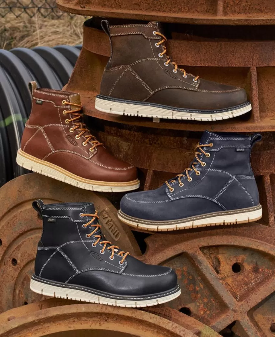 Men KEEN Work Boots & Shoes-Men'S Csa San Jose 6" Waterproof Boot (Aluminum Toe) | Black/Off White