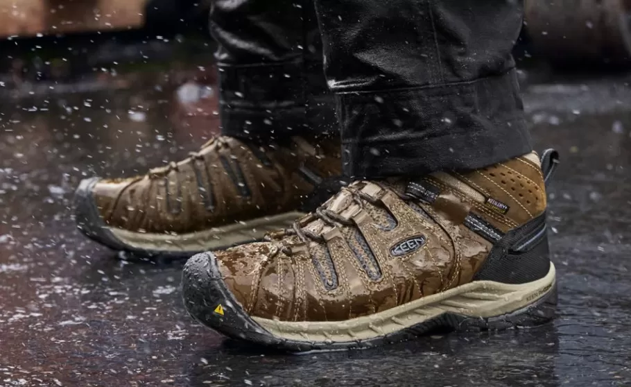 Men KEEN Work Boots & Shoes-Men'S Flint Ii Waterproof Boot (Steel Toe) | Cascade Brown/Orion Blue