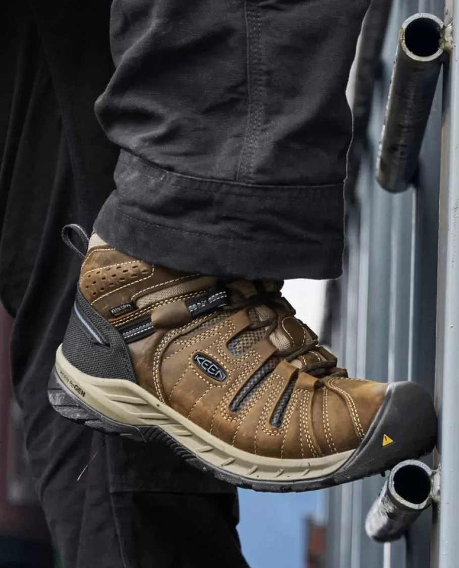 Men KEEN Work Boots & Shoes-Men'S Flint Ii Waterproof Boot (Steel Toe) | Cascade Brown/Orion Blue