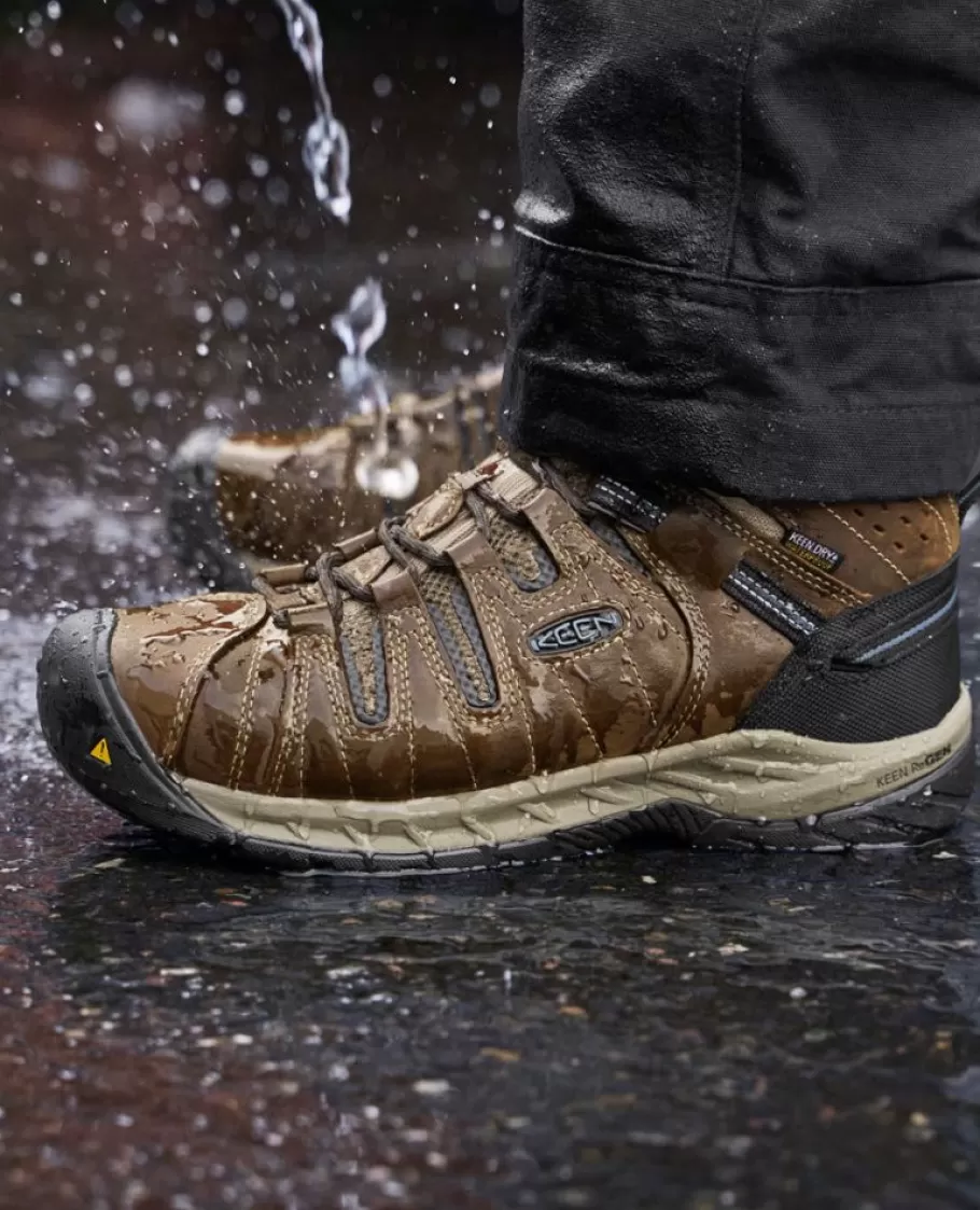 Men KEEN Work Boots & Shoes-Men'S Flint Ii Waterproof Boot (Steel Toe) | Cascade Brown/Orion Blue