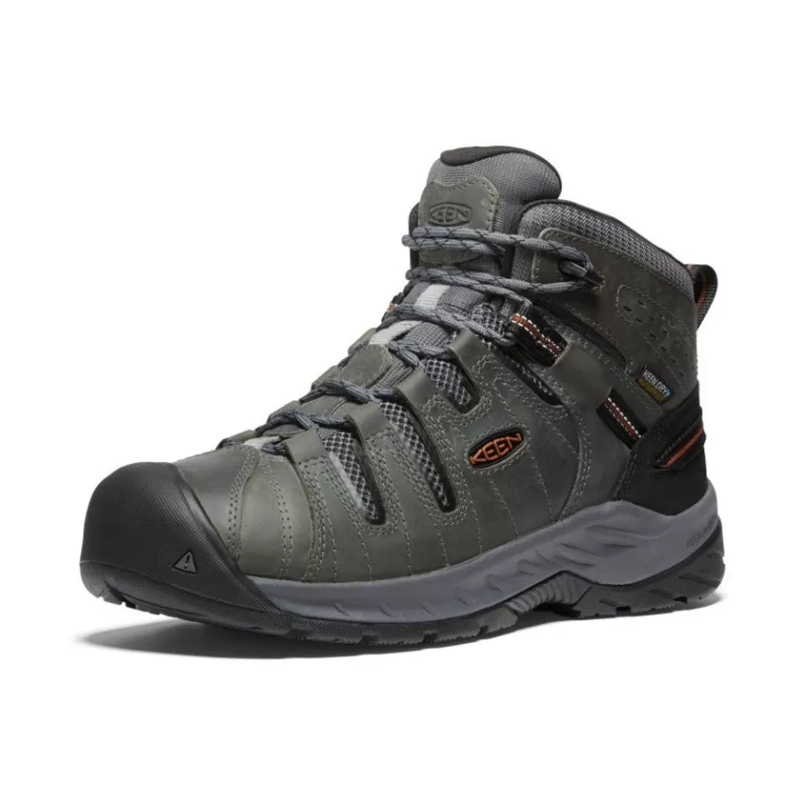 Men KEEN Work Boots & Shoes-Men'S Flint Ii Waterproof Mid (Soft Toe) | Steel Grey/Tortoise Shell