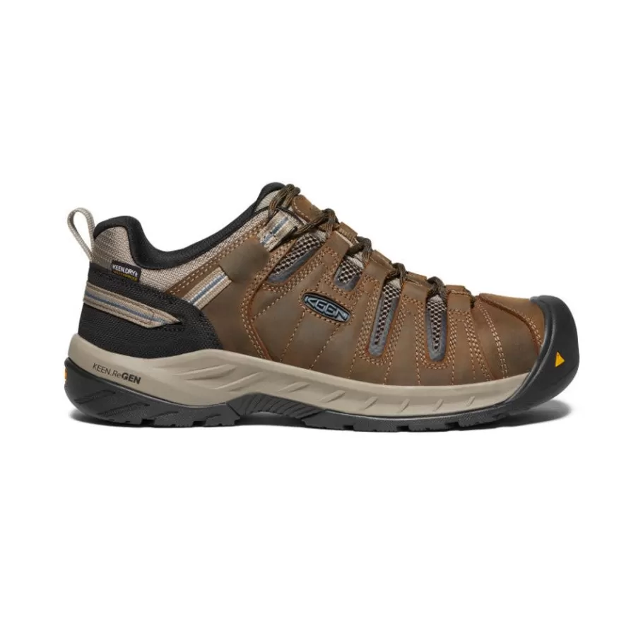 Men KEEN Work Boots & Shoes-Men'S Flint Ii Waterproof (Steel Toe) | Cascade Brown/Orion Blue