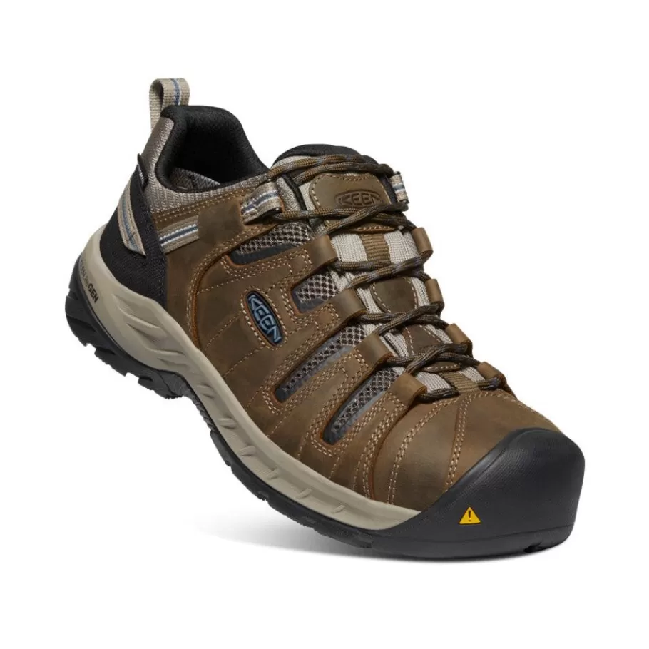 Men KEEN Work Boots & Shoes-Men'S Flint Ii Waterproof (Steel Toe) | Cascade Brown/Orion Blue