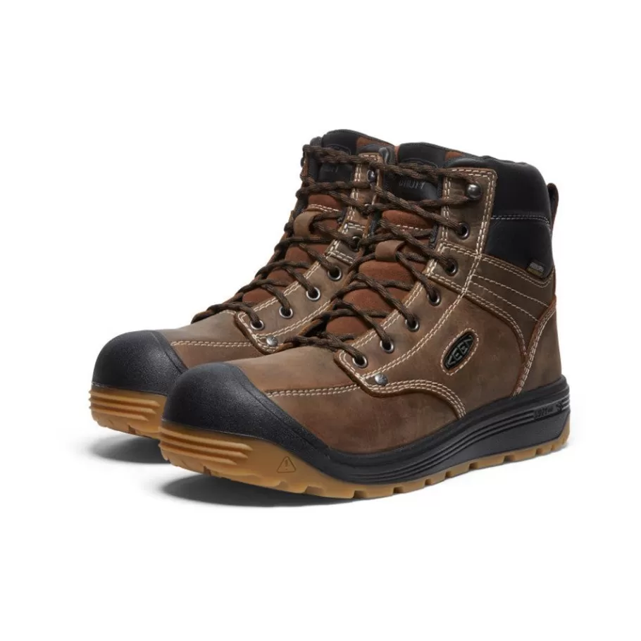 Men KEEN Work Boots & Shoes-Men'S Fort Wayne 6" Waterproof (Soft Toe) | Dark Earth/Gum