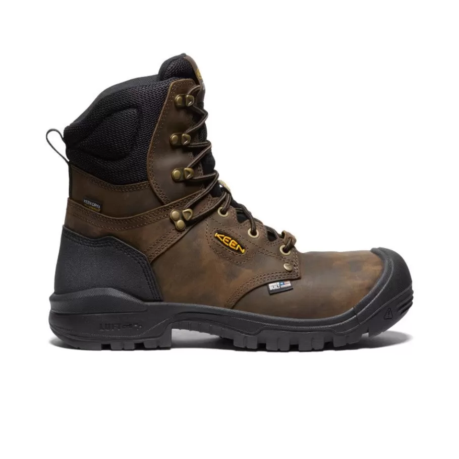 Men KEEN Work Boots & Shoes-Men'S Independence 8" Waterproof Boot (Carbon Fiber Toe) | Dark Earth/Black
