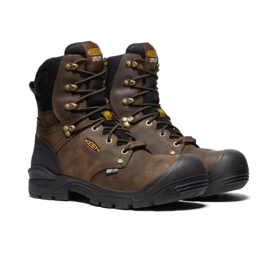 Men KEEN Work Boots & Shoes-Men'S Independence 8" Waterproof Boot (Carbon Fiber Toe) | Dark Earth/Black
