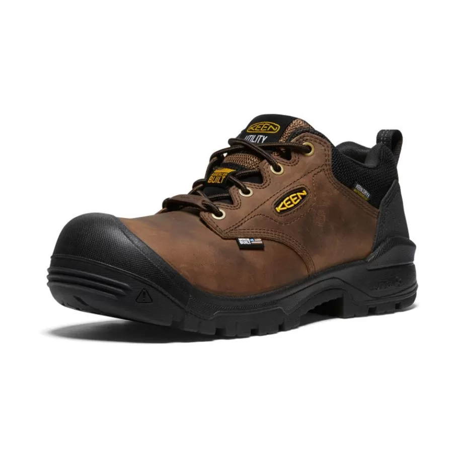 Men KEEN Work Boots & Shoes-Men'S Independence Oxford Waterproof Shoe (Carbon-Fiber Toe) | Dark Earth/Black