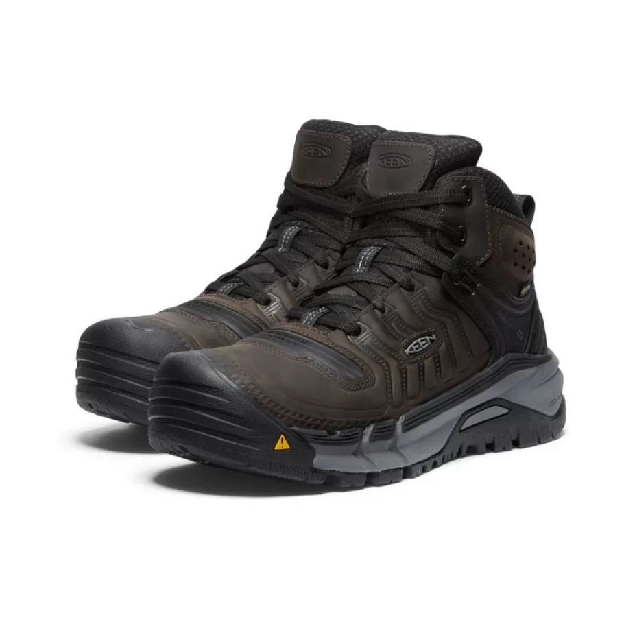 Men KEEN Work Boots & Shoes-Men'S Kansas City+ Kbf Waterproof Mid (Soft Toe) | Coffee Bean/Black