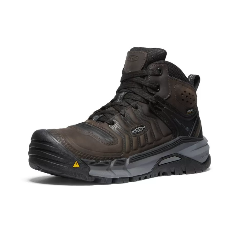 Men KEEN Work Boots & Shoes-Men'S Kansas City+ Kbf Waterproof Mid (Soft Toe) | Coffee Bean/Black