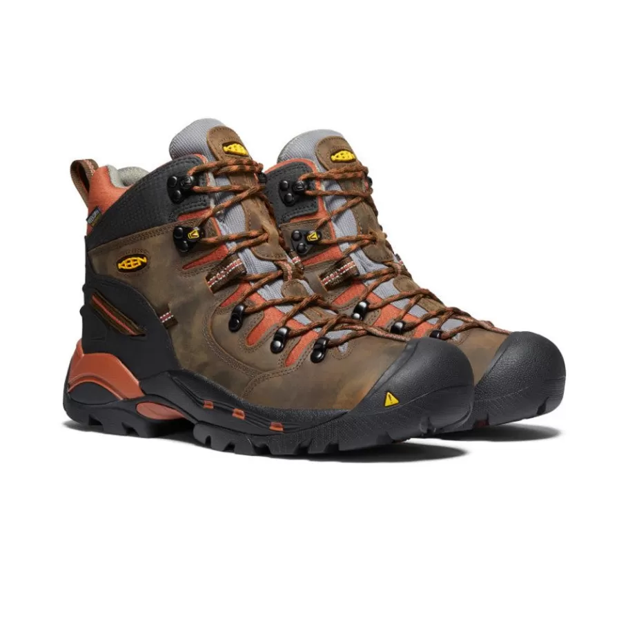 Men KEEN Work Boots & Shoes-Men'S Pittsburgh 6" Waterproof Boot (Soft Toe) | Cascade Brown/Bombay Brown