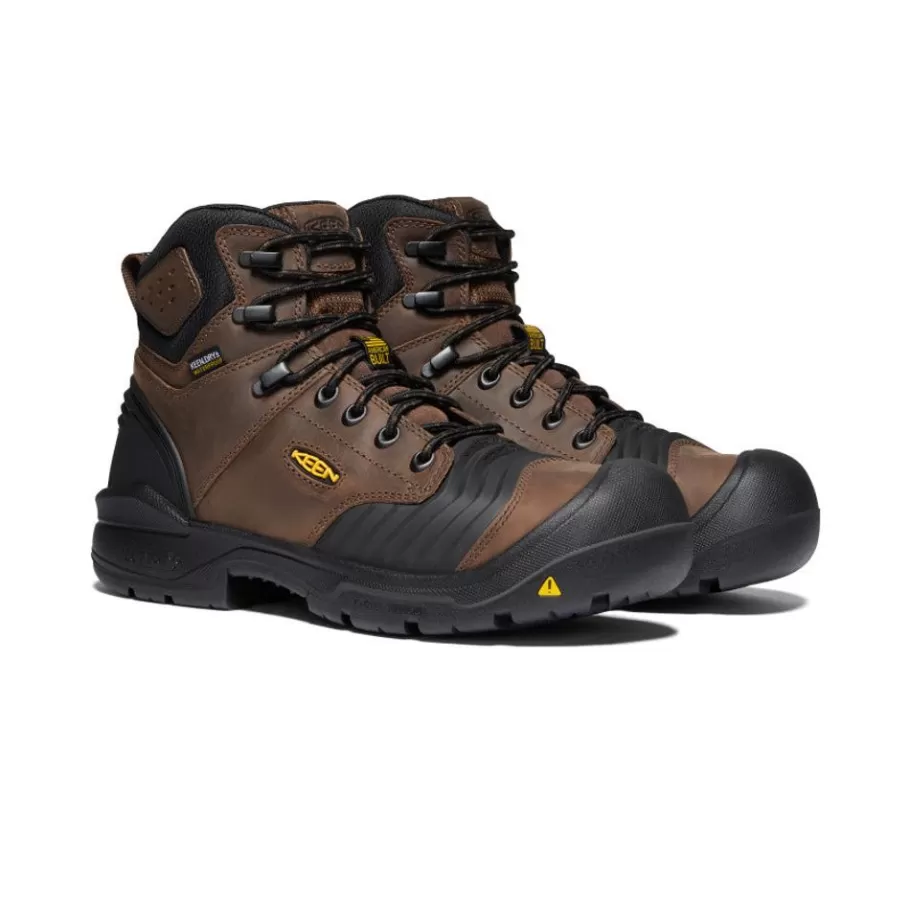 Men KEEN Work Boots & Shoes-Men'S Portland 6" Waterproof Boot (Carbon-Fiber Toe) | Dark Earth/Black