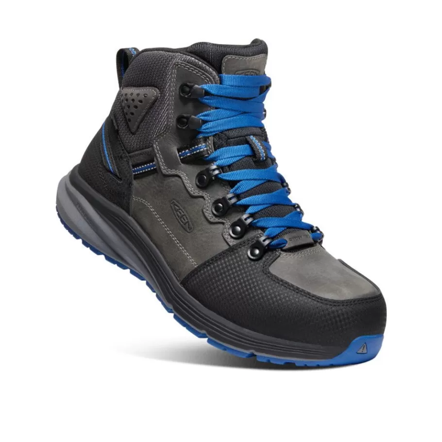 Men KEEN Work Boots & Shoes-Men'S Red Hook Waterproof Boot (Carbon-Fiber Toe) | Steel Grey/Bright Cobalt