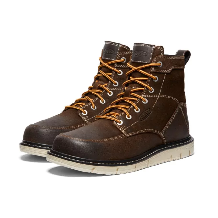 Men KEEN Work Boots & Shoes-Men'S San Jose 6" Boot (Soft Toe) | Coffee Bean/Star White