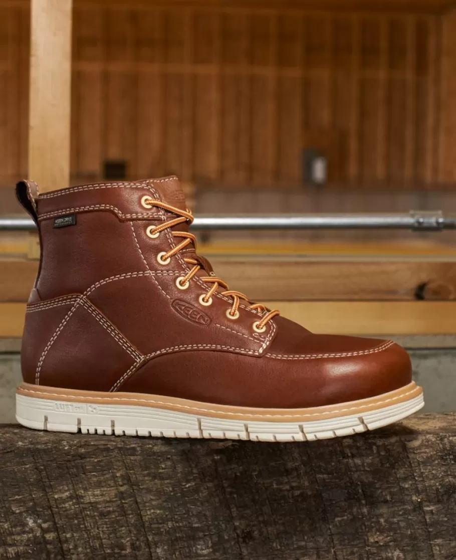Men KEEN Work Boots & Shoes-Men'S San Jose 6" Waterproof Boot (Soft Toe) | Tortoise Shell/Star White