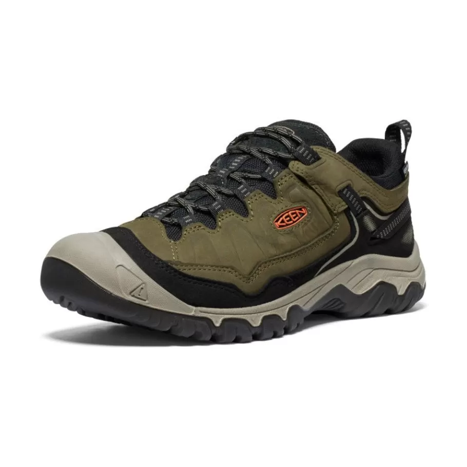 Men KEEN Shoes-Men'S Targhee Iv Wide Waterproof Hiking Shoe | Dark Olive/Gold Flame
