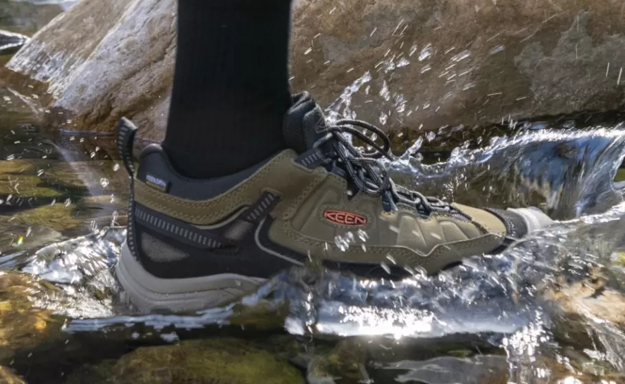 Men KEEN Shoes-Men'S Targhee Iv Wide Waterproof Hiking Shoe | Dark Olive/Gold Flame