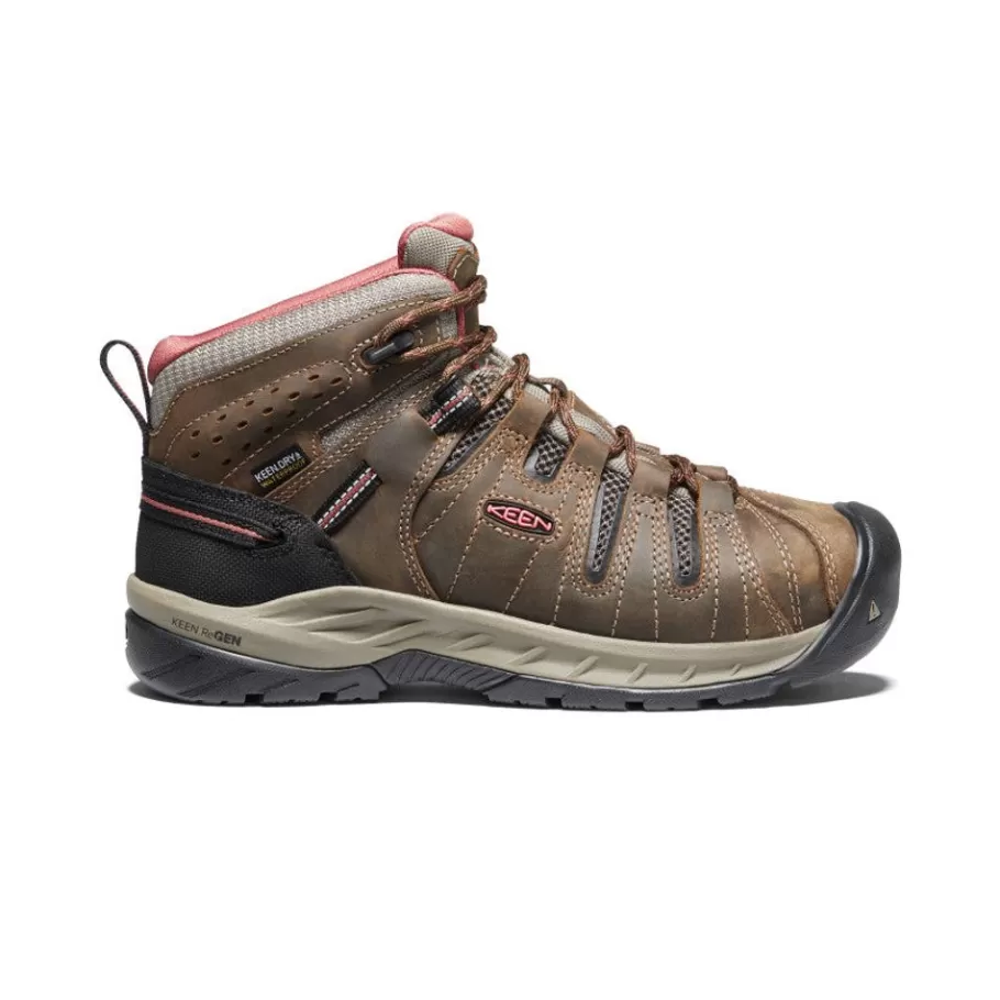 Women KEEN Work Boots & Shoes-Women'S Flint Ii Waterproof Boot (Soft Toe) | Cascade Brown/Brick Dust