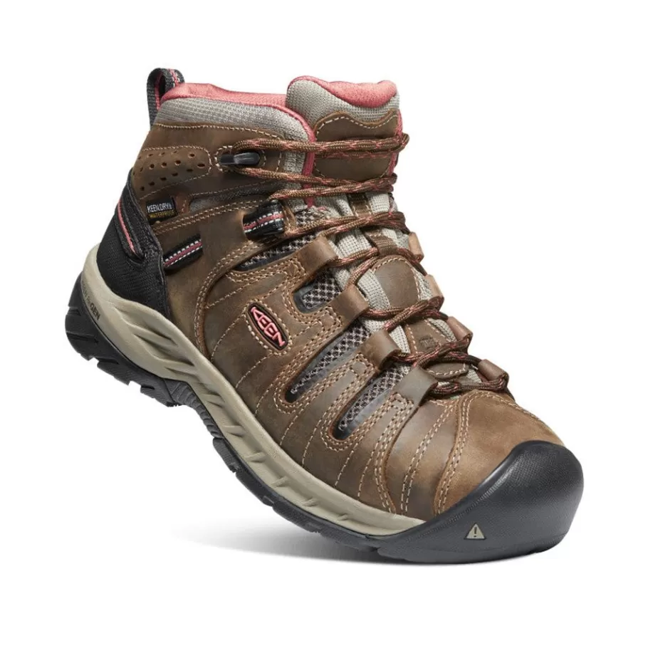 Women KEEN Work Boots & Shoes-Women'S Flint Ii Waterproof Boot (Soft Toe) | Cascade Brown/Brick Dust